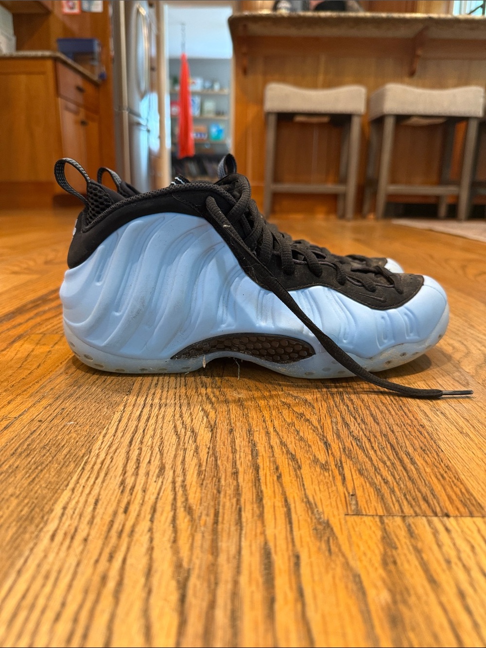 Nike Kids Light Blue and Black Foamposite Sneakers